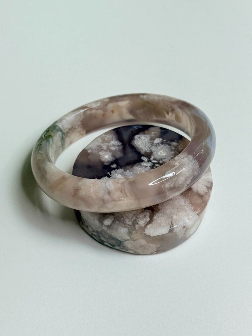Rare Cherry Blossom Agate Bangle 62mm | Unique Color | Includes Matching Bangle